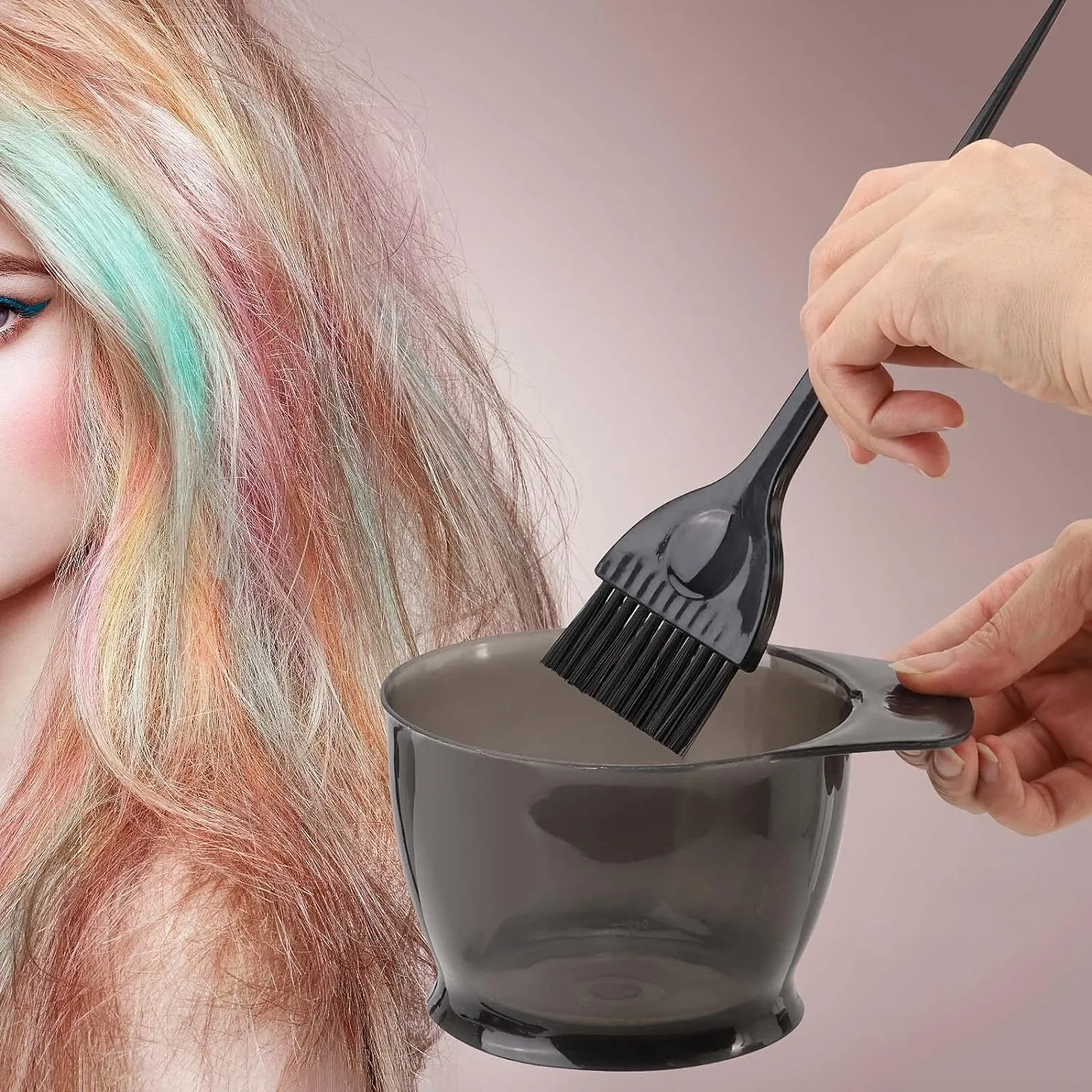 10 Pcs Professional Hair Coloring Dyeing Kit for Salon and Home, Mixing Bowl, Dye Color Brush, Ear Caps, Dye Mixer (Black)