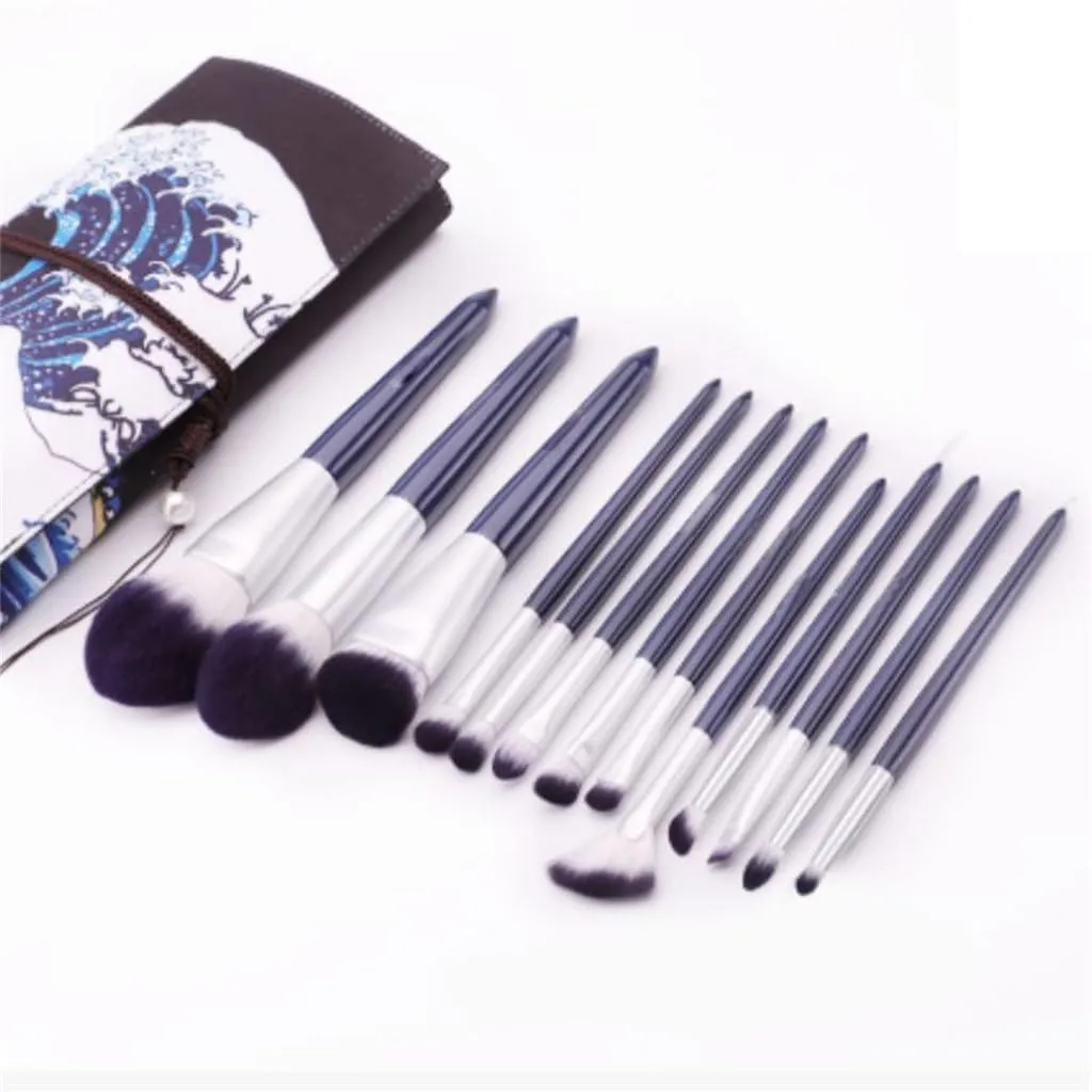 10pcs Makeup Sub Set Wooden Handle Loose Powder Brush Blush Eyeshadow Brush Complete Set