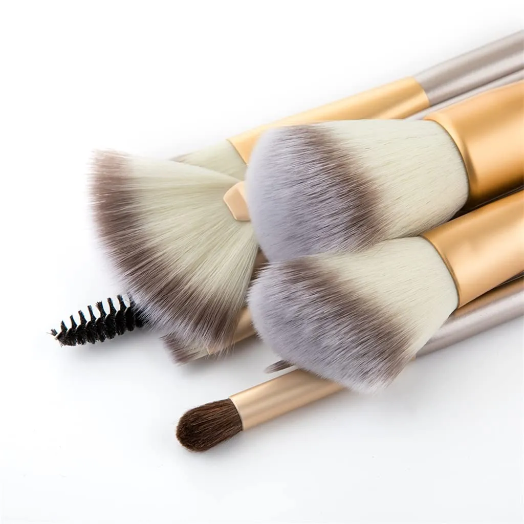 12pcs Makeup Brushes Set Large Loose Powder High Gloss Eyeshadow Foundation(Beige)