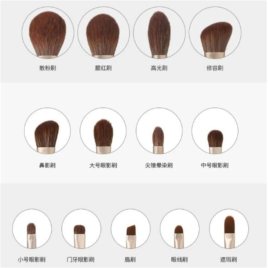 13 Makeup Brushes Loose Powder Brush Blush Highlighter Eyeshadow Brush   Pack(As the picture shows,D)
