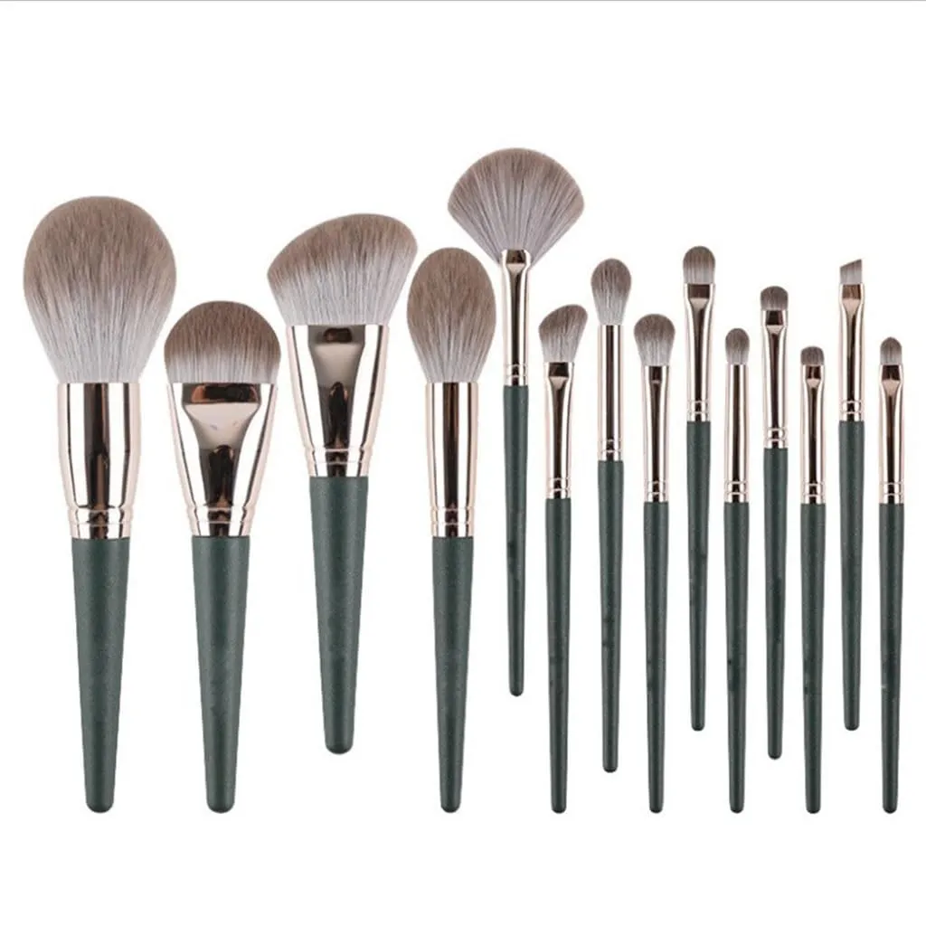 14pcs Green Cloud Makeup Brush Set Loose Powder Blush Foundation Eyeshadow Brushes Complete Set