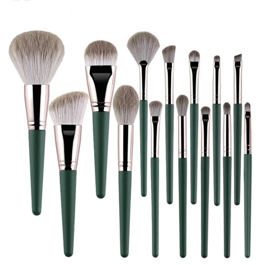 14pcs Green Cloud Makeup Brush Set Loose Powder Blush Foundation Eyeshadow Brushes Complete Set