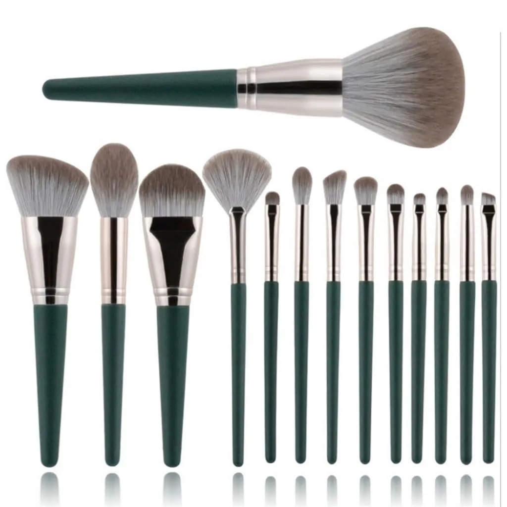 14pcs Green Cloud Makeup Brush Set Loose Powder Blush Foundation Eyeshadow Brushes Complete Set