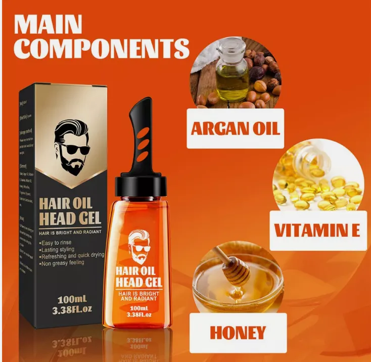 2024 Hair Oil Head Gel, Hair Gel for Men, 2 in 1 Hair Wax Comb BEST for Men USA
