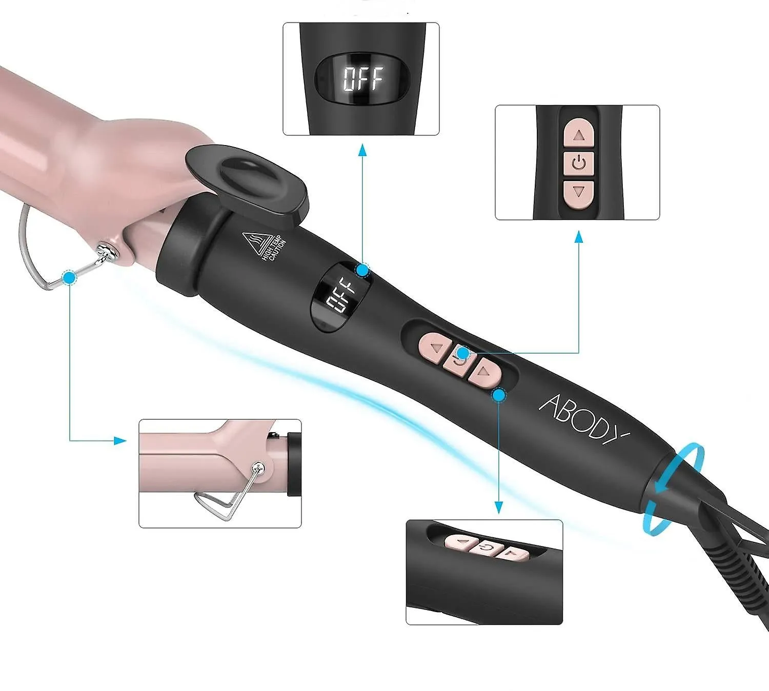28mm Professional Hair Curlers, wave curling iron, electric curling iron,LCD Display Adjustable Temperature AZ13518