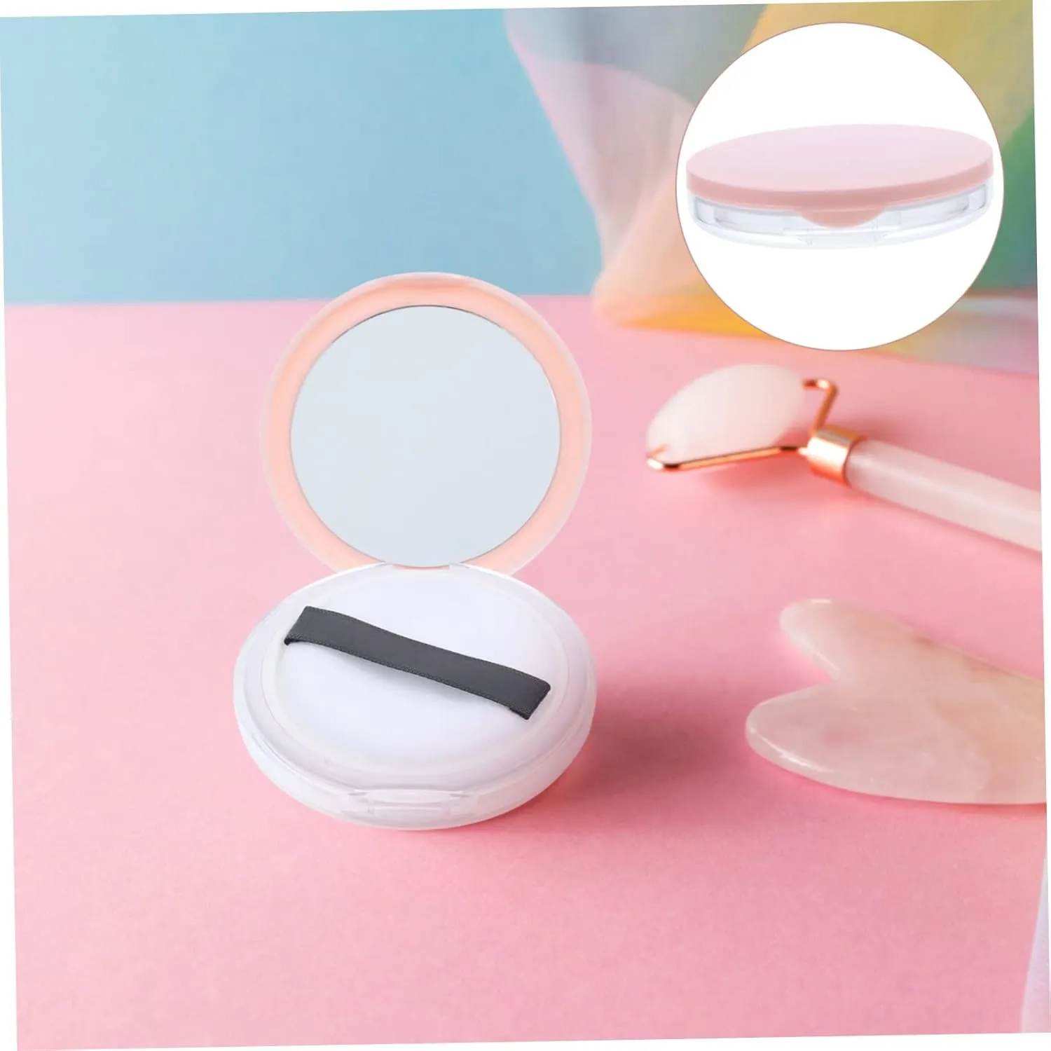 2pcs Box Loose Powder Box Mini Loose Powder Compact Travel Bottles for Toiletries Conditioner Gloss Loose Powder Compact Container Protein Powder Funnel to Go Lure Pot Pink Plastic