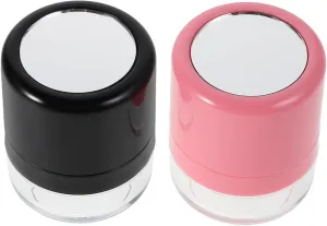2pcs Refillable Powder Box with Mirror and Sponge Applicator Portable Loose Powder Container for Travel and Home Use for Volumizing Hairline and Oil Control