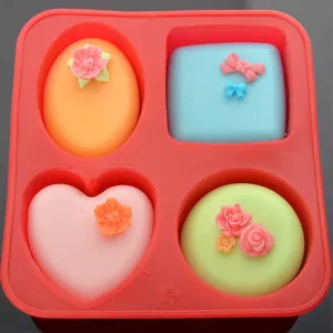 3D Circle Square Oval and Heart Shape Soap Mould Multicolor Plaster Crafts Home Decor Weight 120g Approx