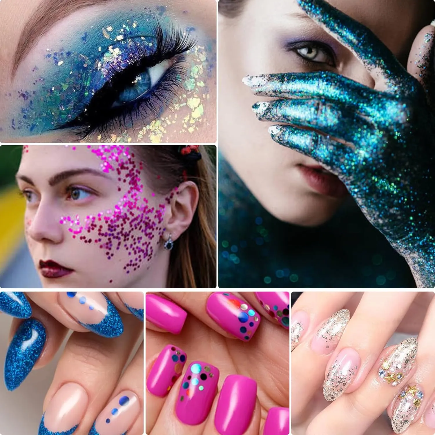 4 Box Festival Sequins Powder Fantasy Cosmetic Face Body Eye Hair Nails Art Loose for Festival