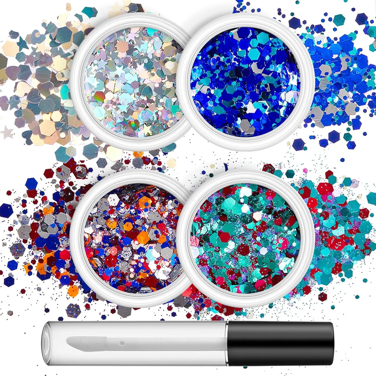 4 Box Festival Sequins Powder Fantasy Cosmetic Face Body Eye Hair Nails Art Loose for Festival