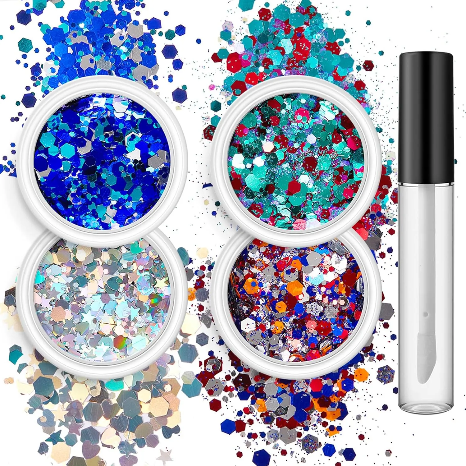 4 Box Festival Sequins Powder Fantasy Cosmetic Face Body Eye Hair Nails Art Loose for Festival