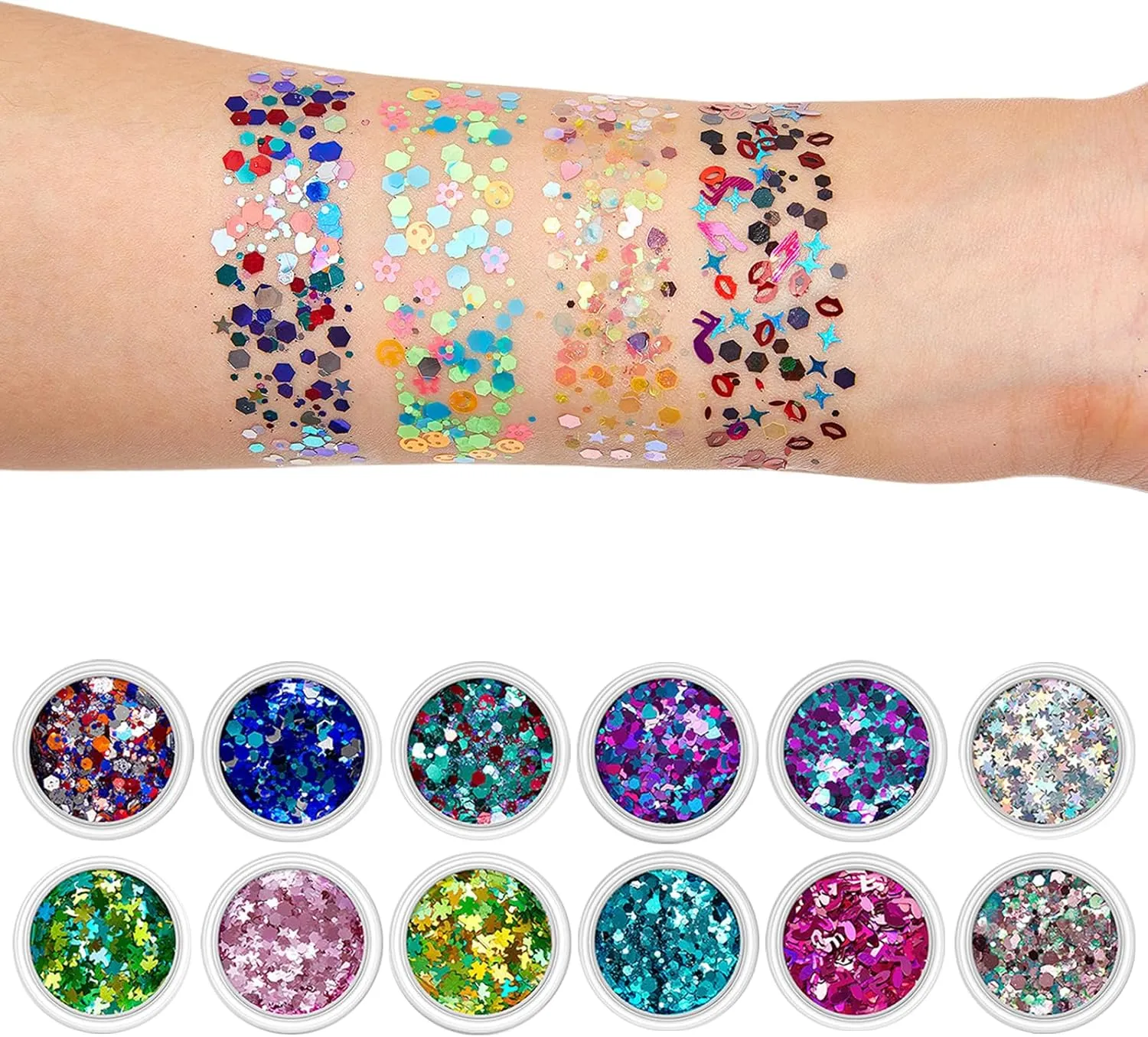 4 Box Festival Sequins Powder Fantasy Cosmetic Face Body Eye Hair Nails Art Loose for Festival