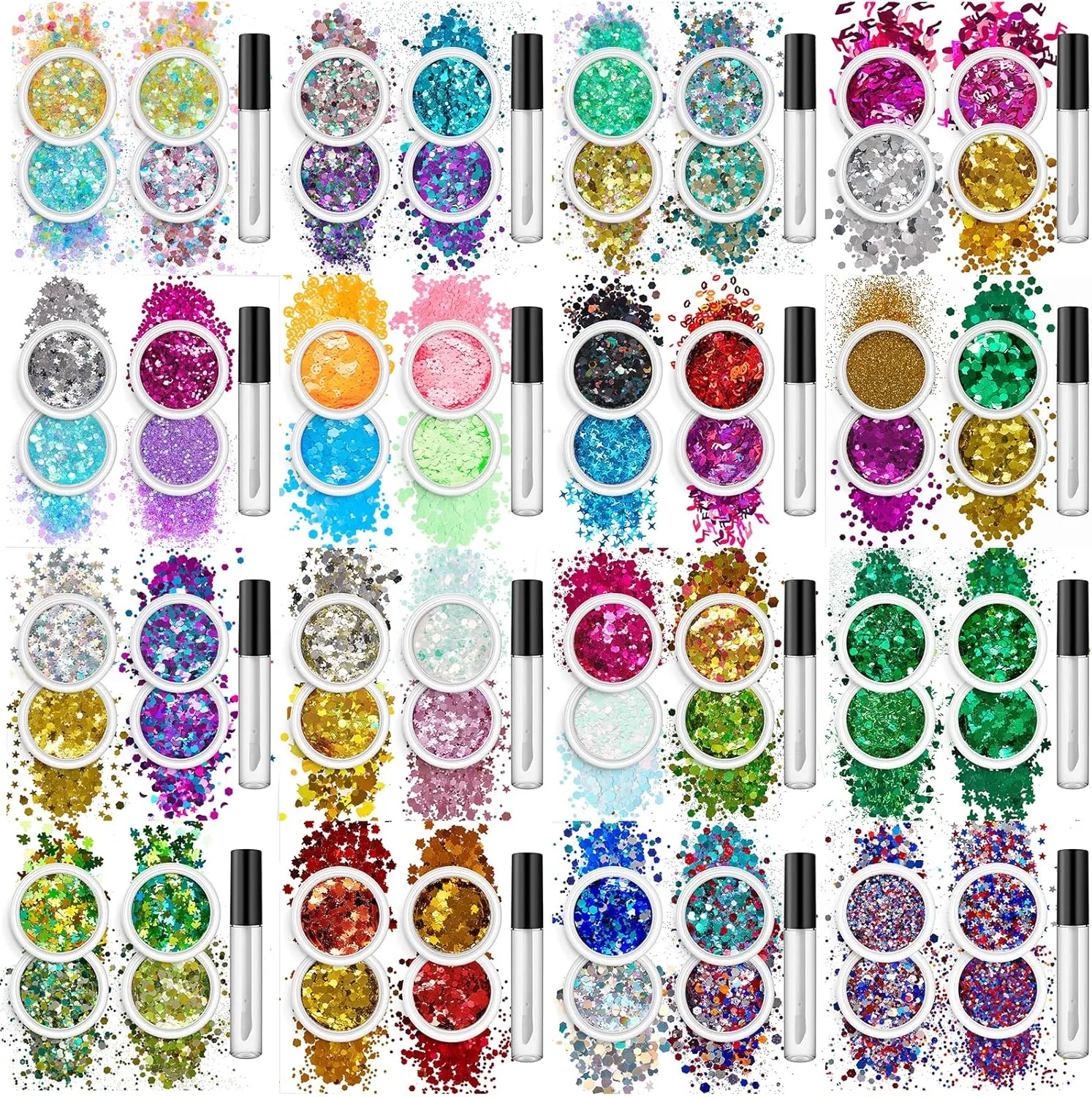 4 Box Festival Sequins Powder Fantasy Cosmetic Face Body Eye Hair Nails Art Loose for Festival