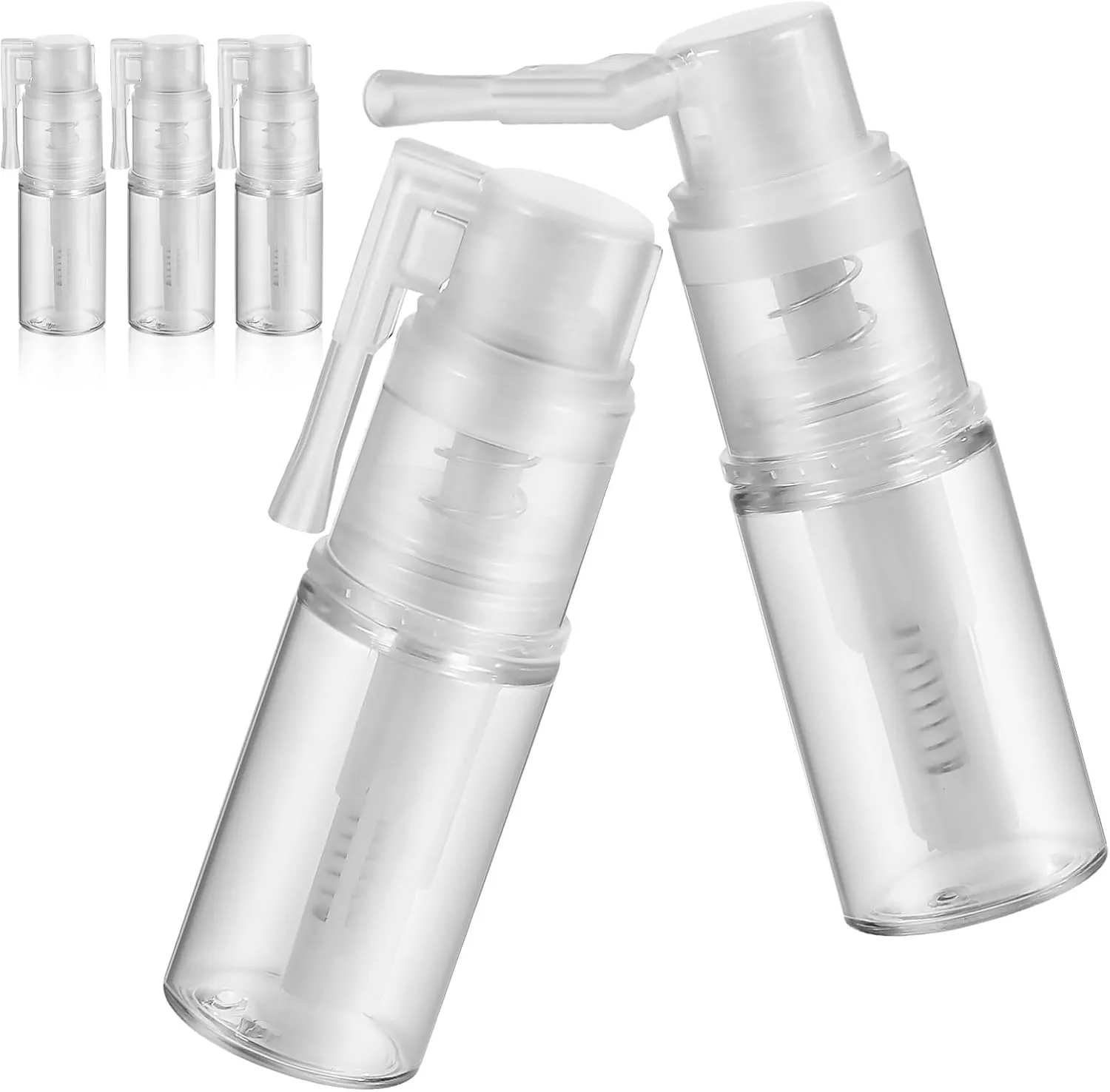 5Pcs Refillable Powder Spray Bottles with Long Nozzle Versatile Dispenser for Hair Shampoo Cosmetics Compact Portable Empty Containers for Travel Use