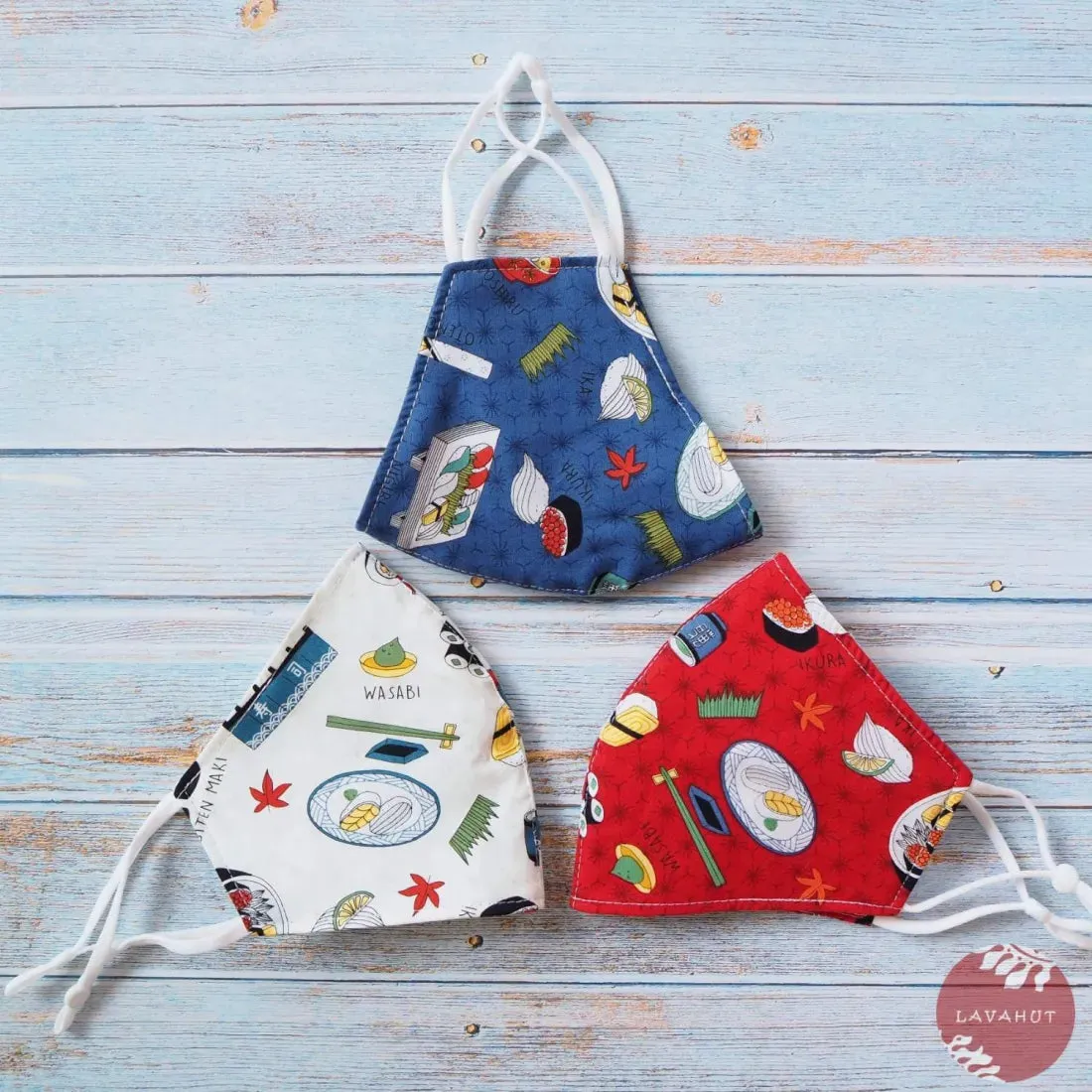 Adjustable   Filter Pocket • White "I Love Sushi"