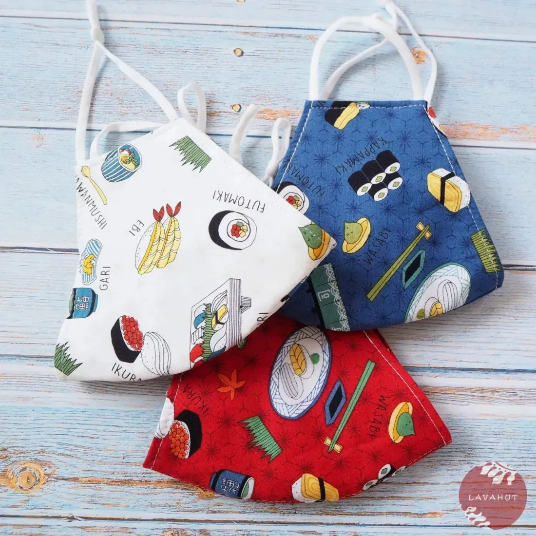 Adjustable   Filter Pocket • White "I Love Sushi"