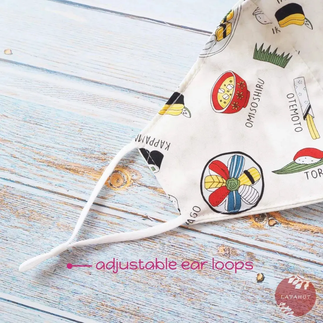 Adjustable   Filter Pocket • White "I Love Sushi"