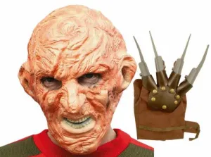 Adult Burnt Man Mask with Hand Claw Glove Halloween Horror Party Set