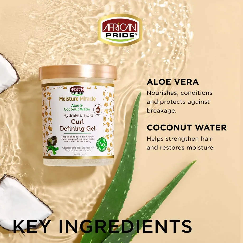African Pride Moisture Miracle Aloe And Coconut Water Curl Defining Gel 510g