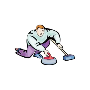 Aiming Curling Player Printed Die Cut Decal
