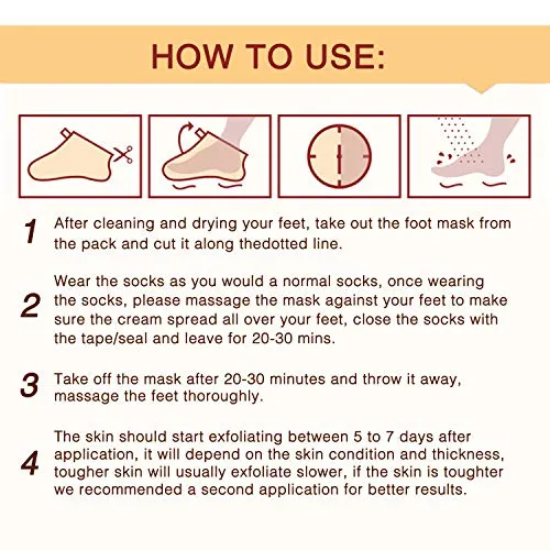ALIVER Foot Peel Mask (5 pack), Exfoliate Dead Skin & Calluses,Natural Moisturizing Treatment Repair Cracked and Rough Heels, Baby Soft Smooth Touch Feet