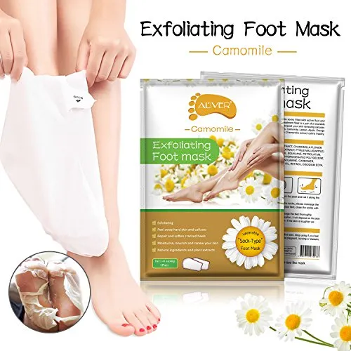 ALIVER Foot Peel Mask (5 pack), Exfoliate Dead Skin & Calluses,Natural Moisturizing Treatment Repair Cracked and Rough Heels, Baby Soft Smooth Touch Feet