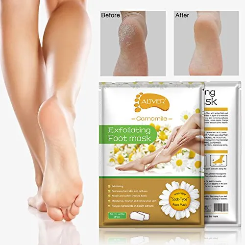 ALIVER Foot Peel Mask (5 pack), Exfoliate Dead Skin & Calluses,Natural Moisturizing Treatment Repair Cracked and Rough Heels, Baby Soft Smooth Touch Feet