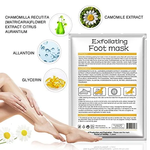 ALIVER Foot Peel Mask (5 pack), Exfoliate Dead Skin & Calluses,Natural Moisturizing Treatment Repair Cracked and Rough Heels, Baby Soft Smooth Touch Feet