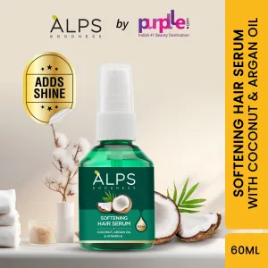 Alps Goodness Softening Hair Serum with Coconut Argan Oil & Vitamin E (60ml) | For Soft & Frizz-Free Hair | Hair Serum for Smoothening | Adds Shine