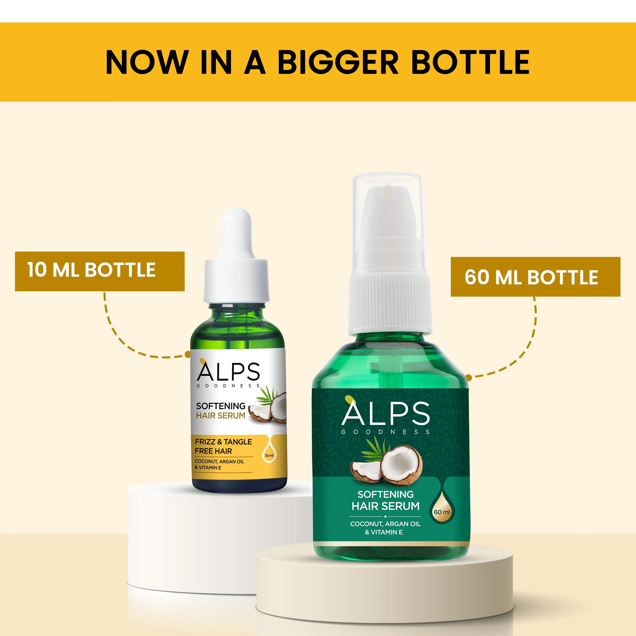 Alps Goodness Softening Hair Serum with Coconut Argan Oil & Vitamin E (60ml) | For Soft & Frizz-Free Hair | Hair Serum for Smoothening | Adds Shine