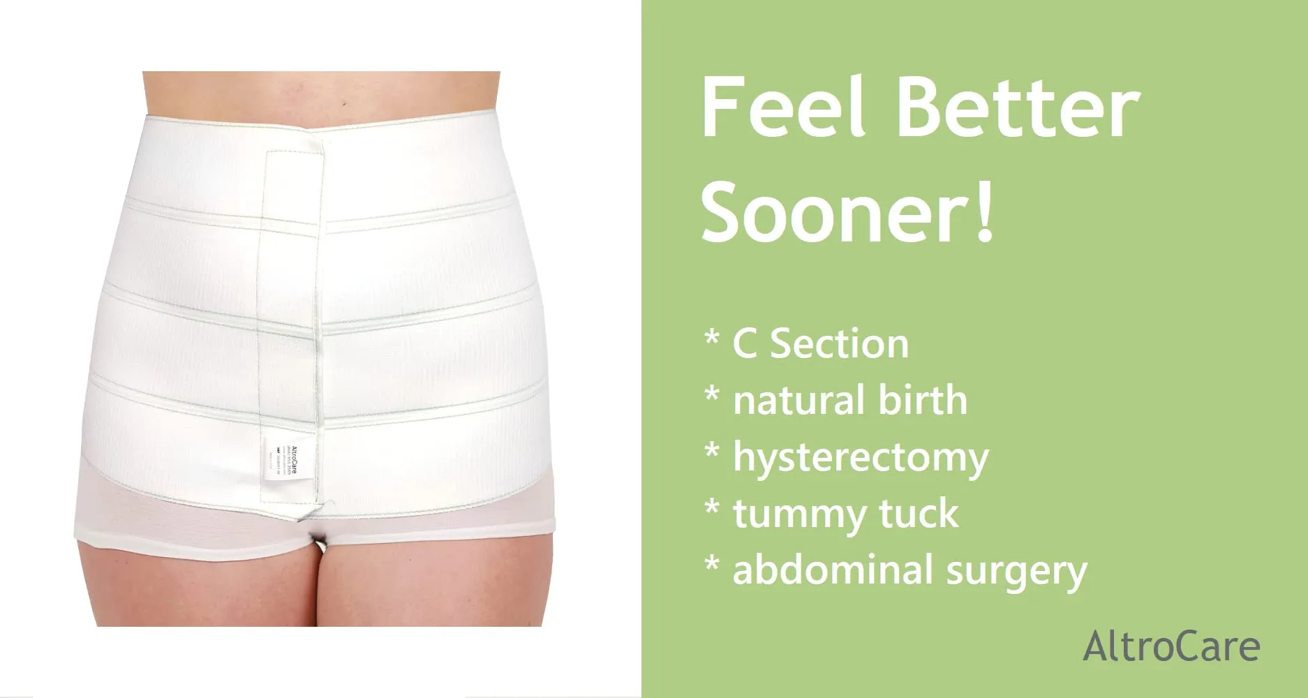 AltroCare 4 Panel, 12" high, Plus Size Postpartum Abdominal Binder, Fits 30" to 45" Waist S/M (30" to 45")