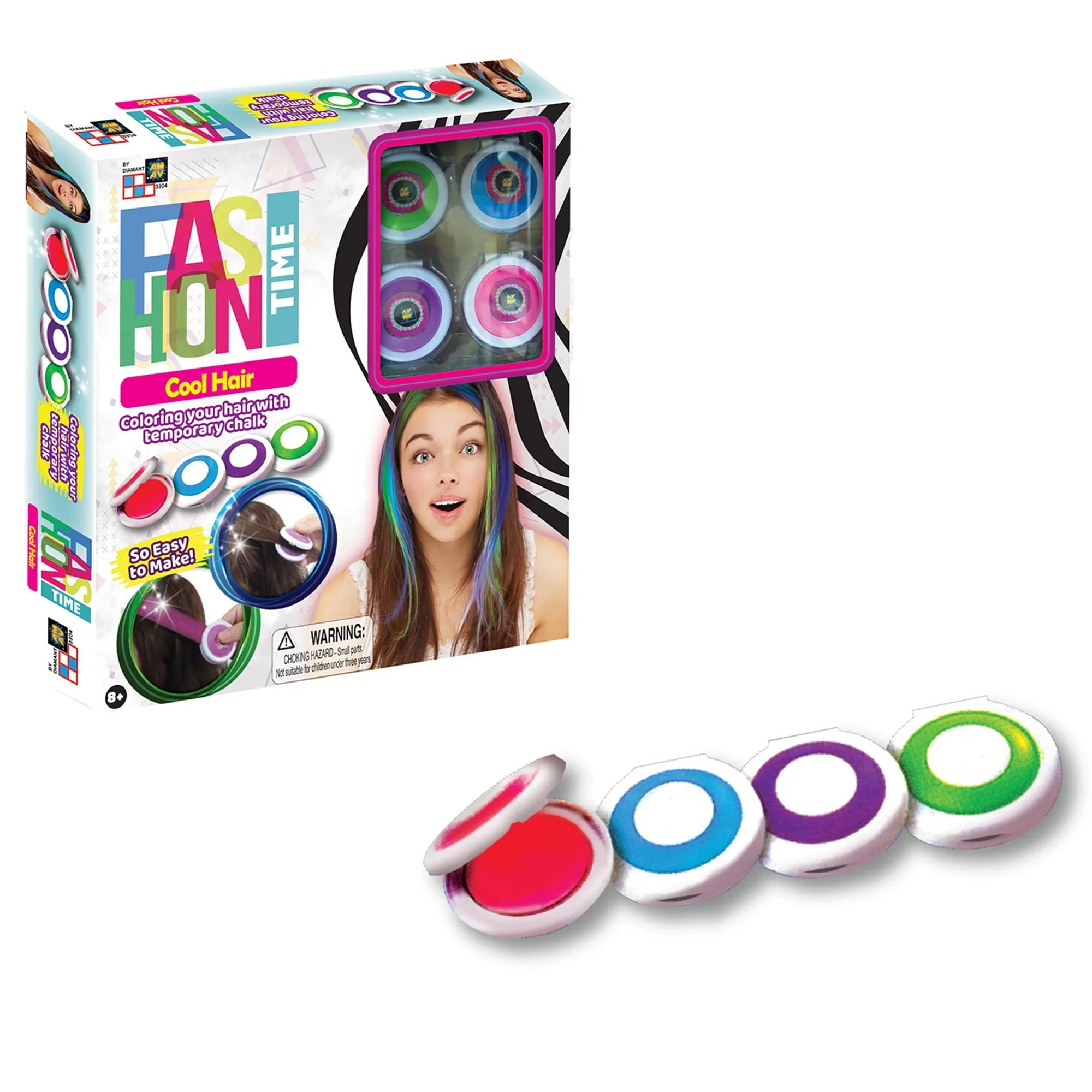 AMAV Fashion Time Cool Hair, Hair Coloring Kit with Temporary Chalk, Children Ages 8 Years and Up