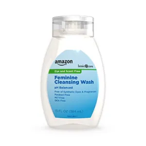 Amazon Basic Care Feminine Cleansing Wash, Dye & Scent Free, Hypoallergenic, Dermatologist & Gynecologist Tested, 13 Ounces