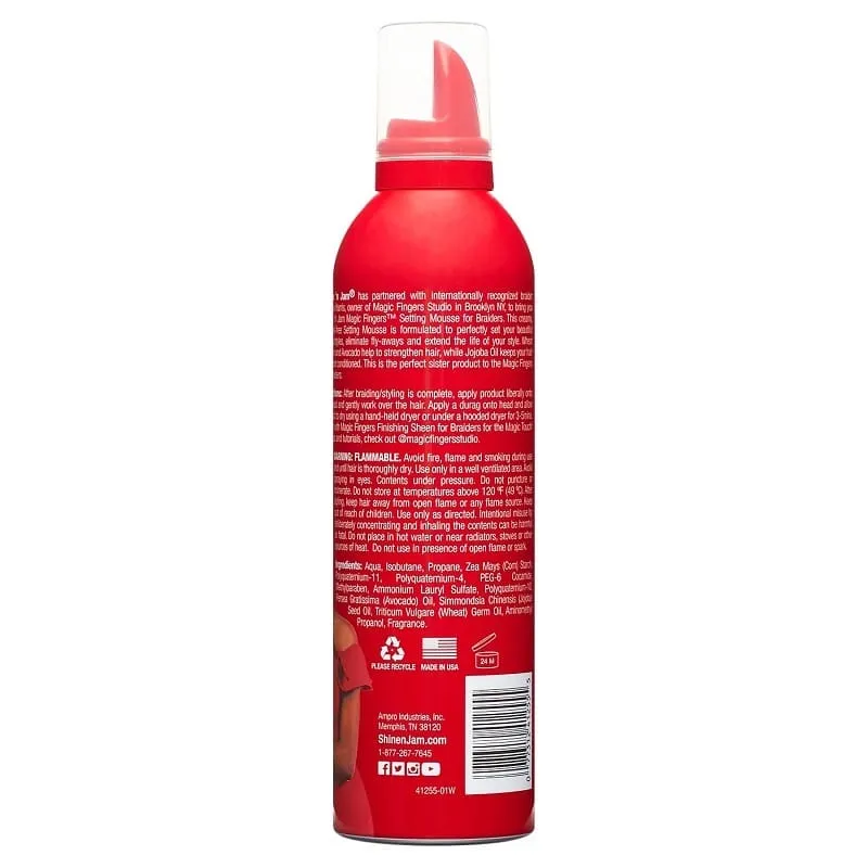 Ampro Shine n Jam Magic Fingers Setting Foam Mousse for Braiders Firm Hold 354ml