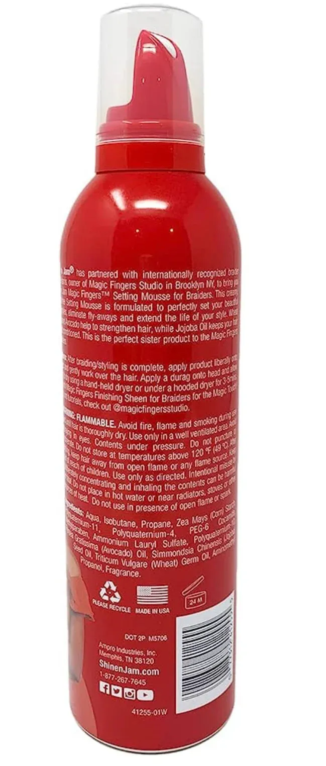 Ampro Shine n Jam Magic Fingers Setting Foam Mousse for Braiders Firm Hold 354ml