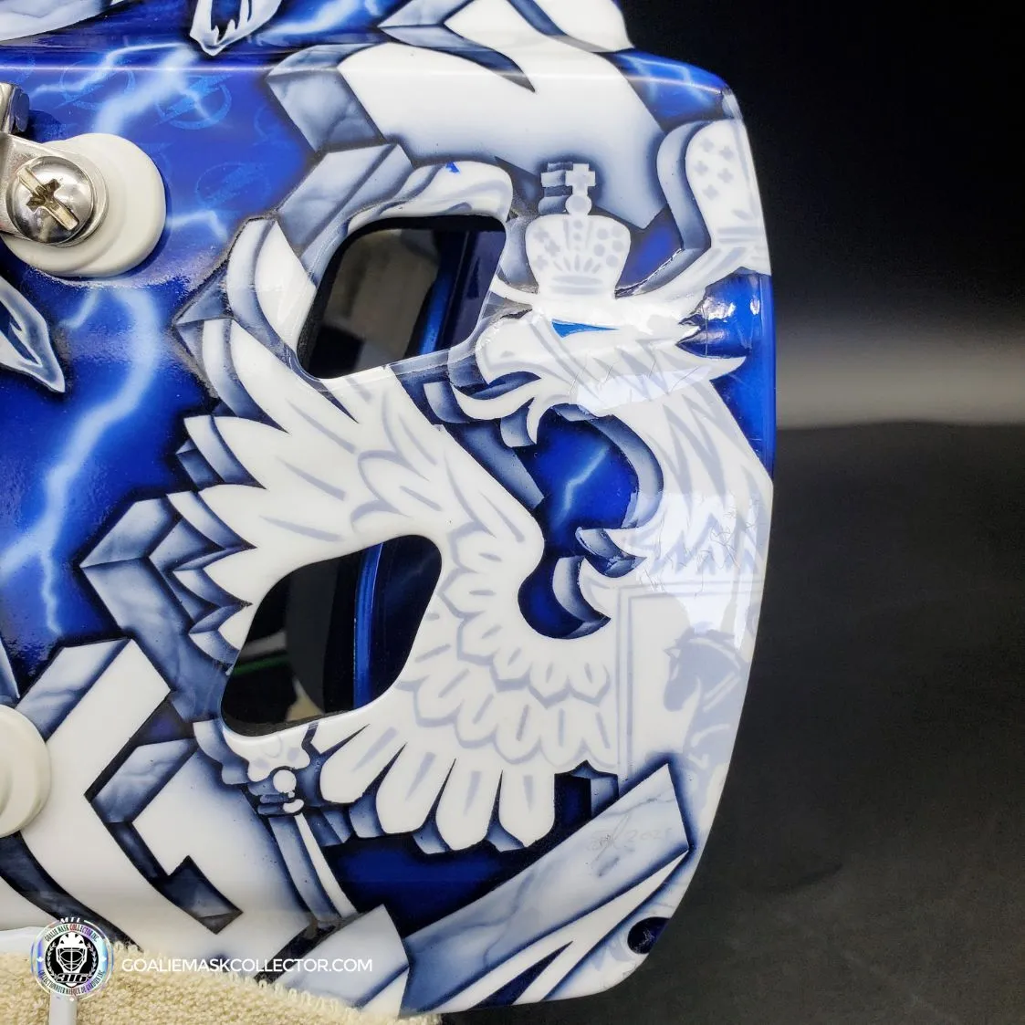 Andrei Vasilevskiy Goalie Mask "Game Ready" Pro Return 2022 Tampa Bay Lightning Sylabrush Painted on Bauer NME ONE Shell AS-02792 - SOLD