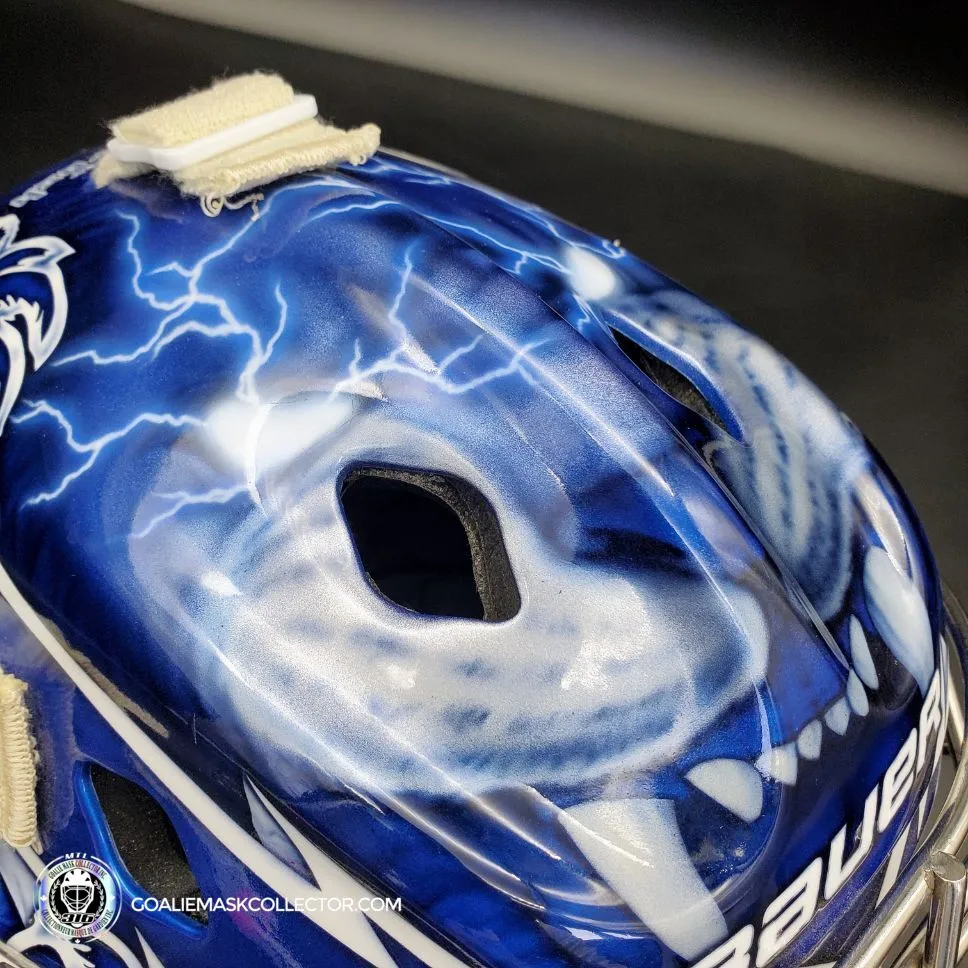 Andrei Vasilevskiy Goalie Mask "Game Ready" Pro Return 2022 Tampa Bay Lightning Sylabrush Painted on Bauer NME ONE Shell AS-02792 - SOLD