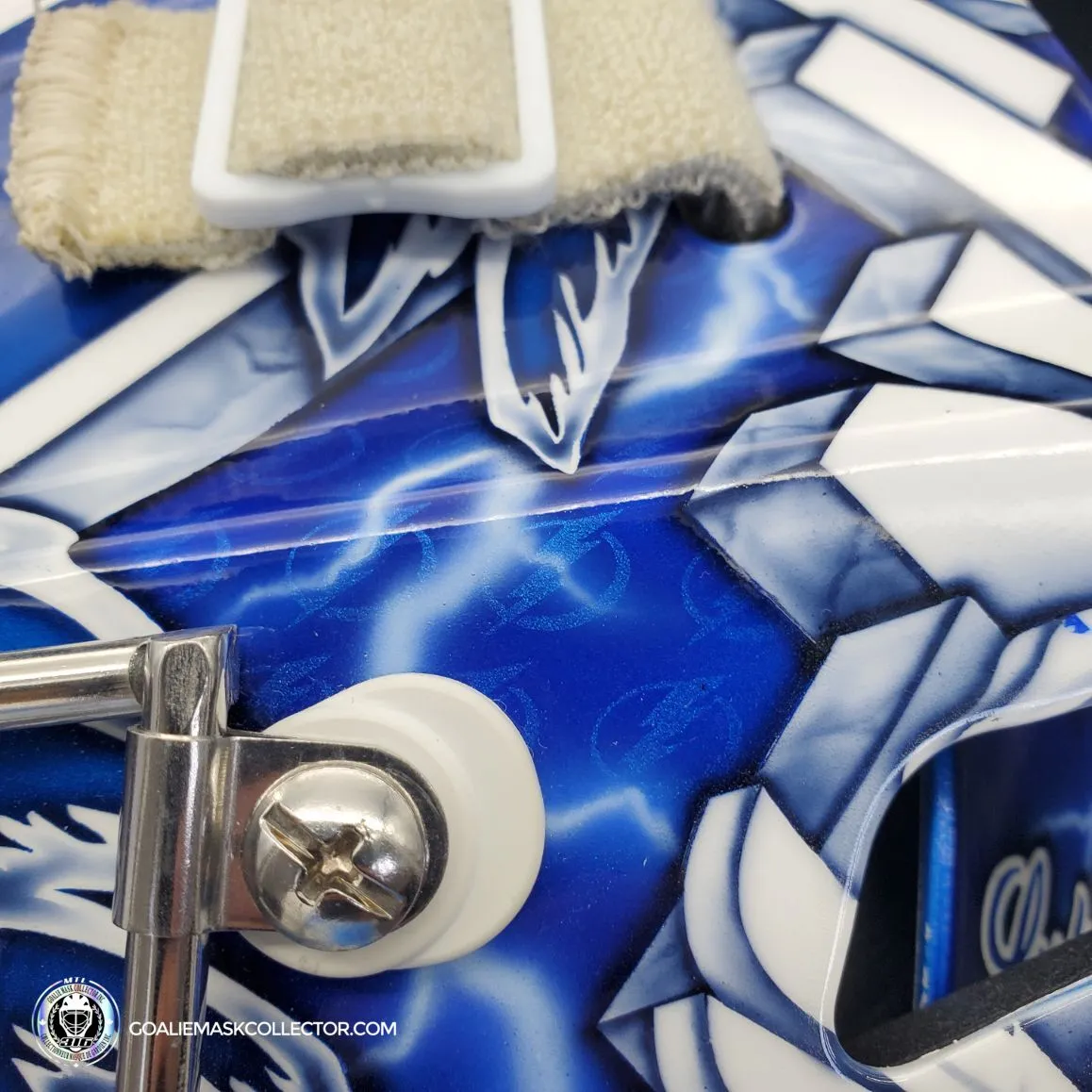 Andrei Vasilevskiy Goalie Mask "Game Ready" Pro Return 2022 Tampa Bay Lightning Sylabrush Painted on Bauer NME ONE Shell AS-02792 - SOLD