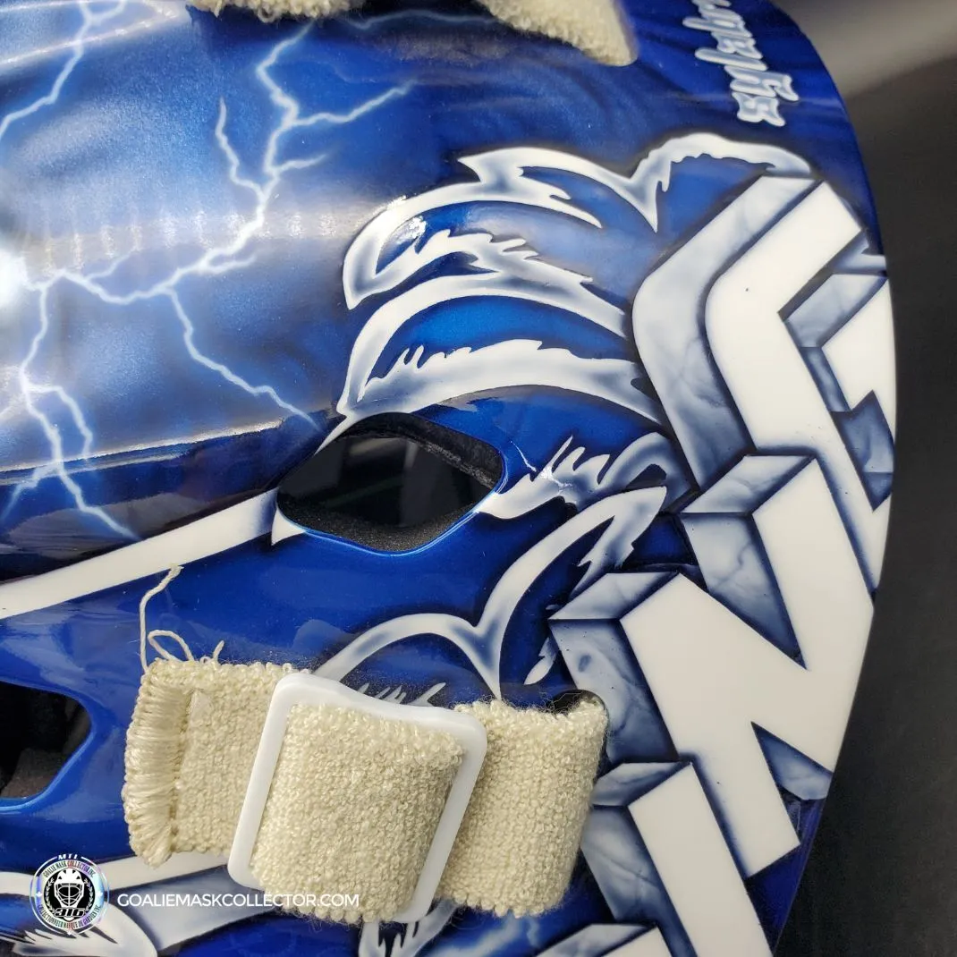 Andrei Vasilevskiy Goalie Mask "Game Ready" Pro Return 2022 Tampa Bay Lightning Sylabrush Painted on Bauer NME ONE Shell AS-02792 - SOLD
