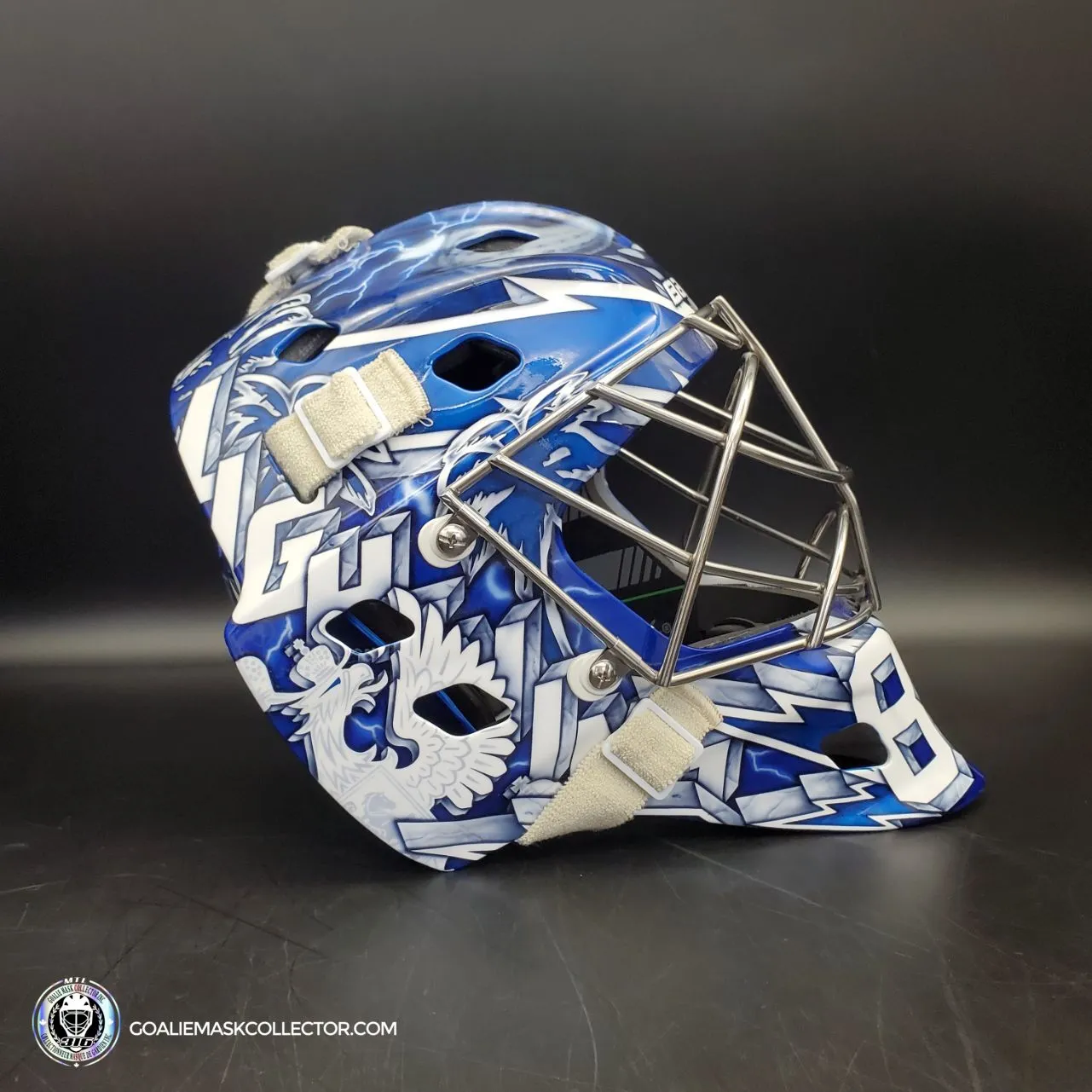 Andrei Vasilevskiy Goalie Mask "Game Ready" Pro Return 2022 Tampa Bay Lightning Sylabrush Painted on Bauer NME ONE Shell AS-02792 - SOLD