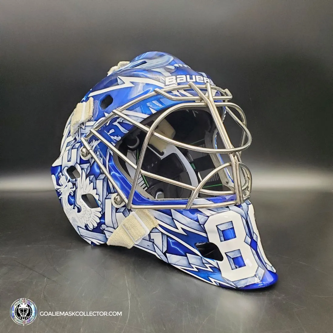 Andrei Vasilevskiy Goalie Mask "Game Ready" Pro Return 2022 Tampa Bay Lightning Sylabrush Painted on Bauer NME ONE Shell AS-02792 - SOLD