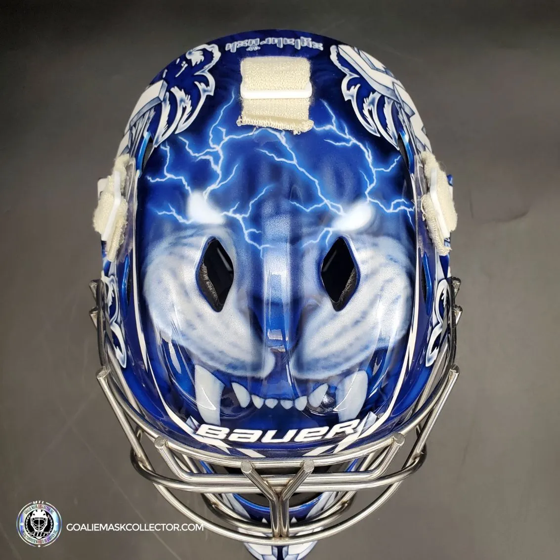 Andrei Vasilevskiy Goalie Mask "Game Ready" Pro Return 2022 Tampa Bay Lightning Sylabrush Painted on Bauer NME ONE Shell AS-02792 - SOLD
