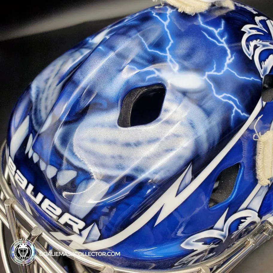 Andrei Vasilevskiy Goalie Mask "Game Ready" Pro Return 2022 Tampa Bay Lightning Sylabrush Painted on Bauer NME ONE Shell AS-02792 - SOLD