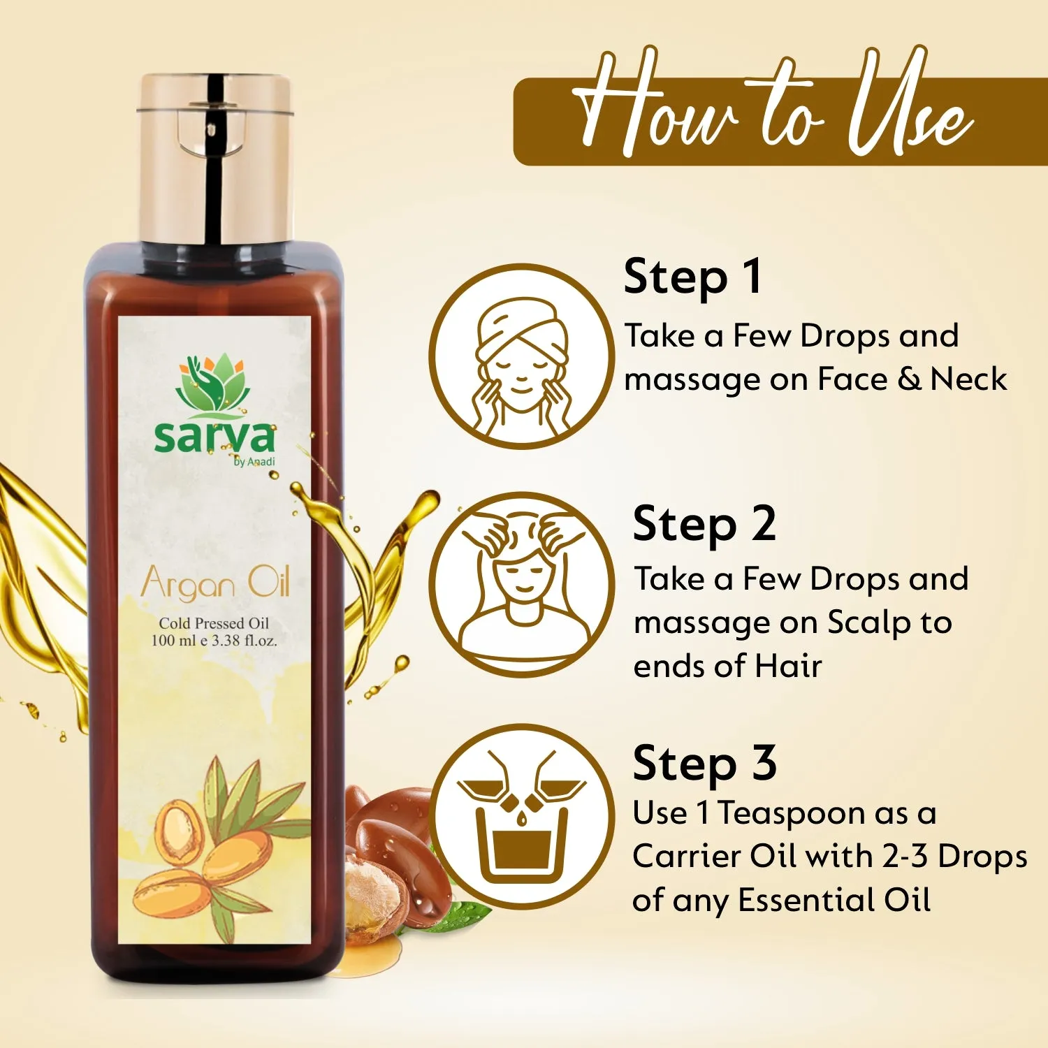 Argan Oil for Natural Hair Shine & Strength| Revitalize Hair | 100% Pure Cold Pressed Oil | Reduce Split ends |