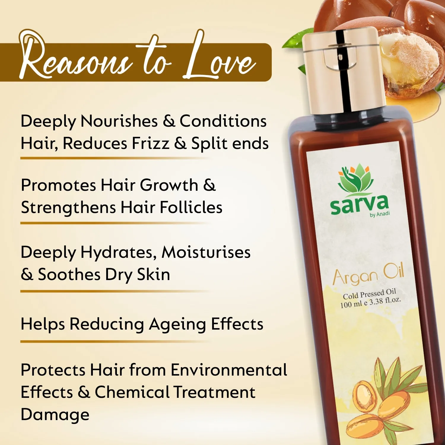 Argan Oil for Natural Hair Shine & Strength| Revitalize Hair | 100% Pure Cold Pressed Oil | Reduce Split ends |