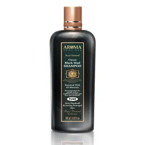 Aroma Dead Sea Black Mud Shampoo - Fights Dandruff, Thinning Hair, Weak Roots & Itchy Scalp. Prevents Hair Loss & Encourages Growth. Ideal for Damaged Hair (12.85 fl.oz)