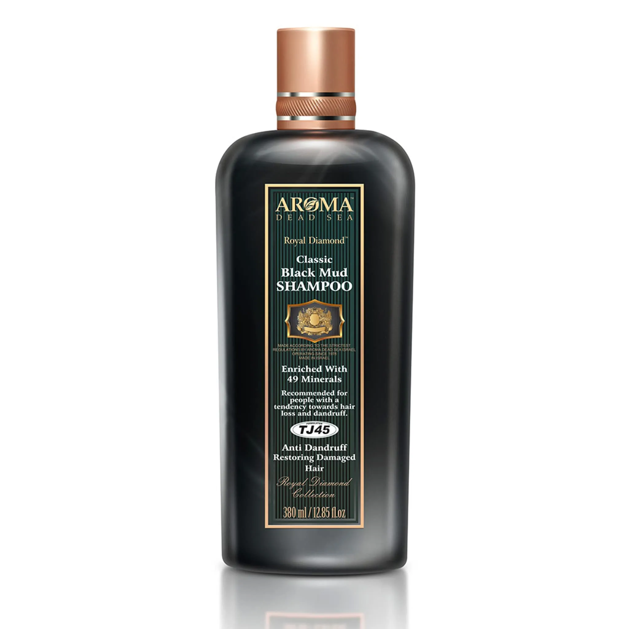 Aroma Dead Sea Black Mud Shampoo - Fights Dandruff, Thinning Hair, Weak Roots & Itchy Scalp. Prevents Hair Loss & Encourages Growth. Ideal for Damaged Hair (12.85 fl.oz)