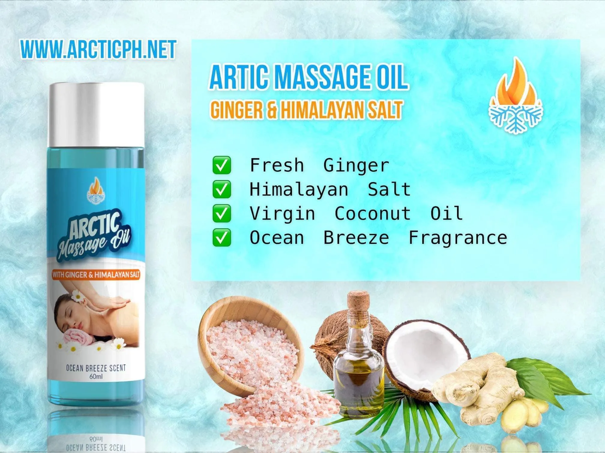 Artic Massage Oil Ocean Breeze Scent - 60ml