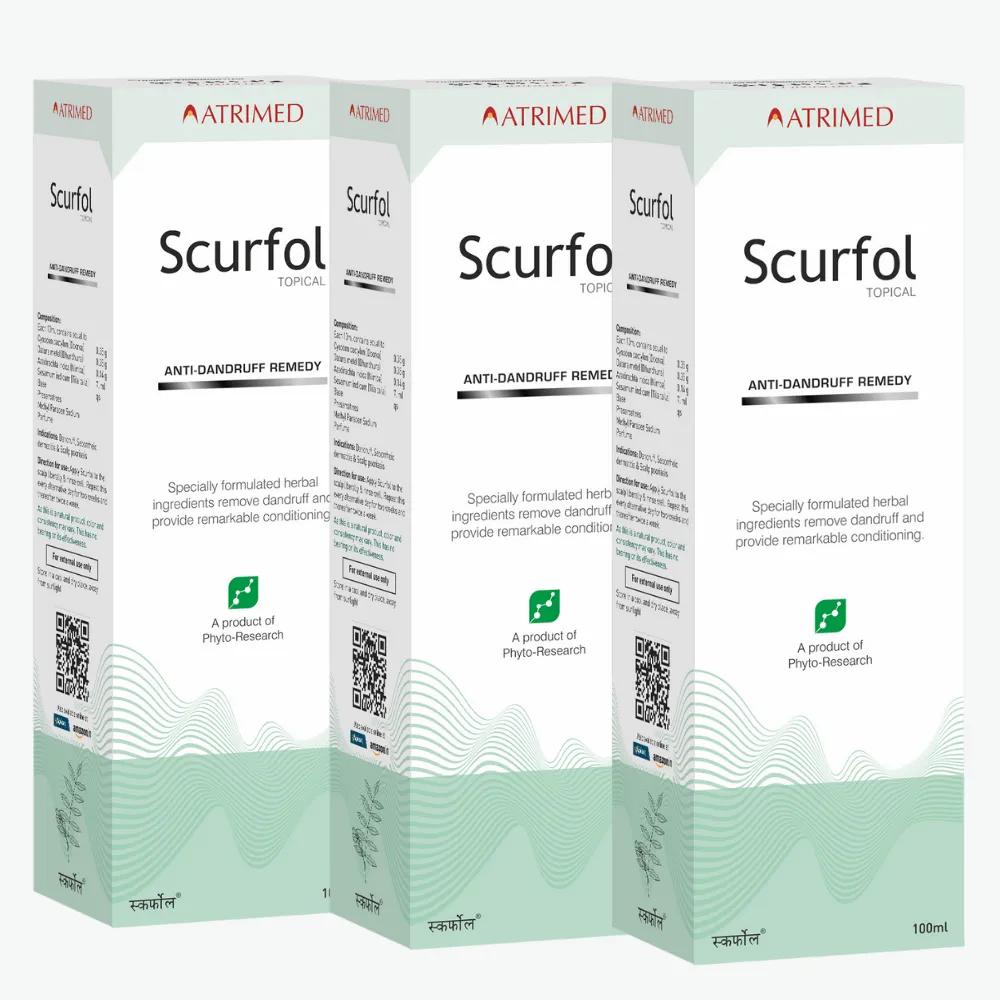 Atrimed Scurfol Anti-Dandruff Shampoo | Pack of 3 | 100ml Each