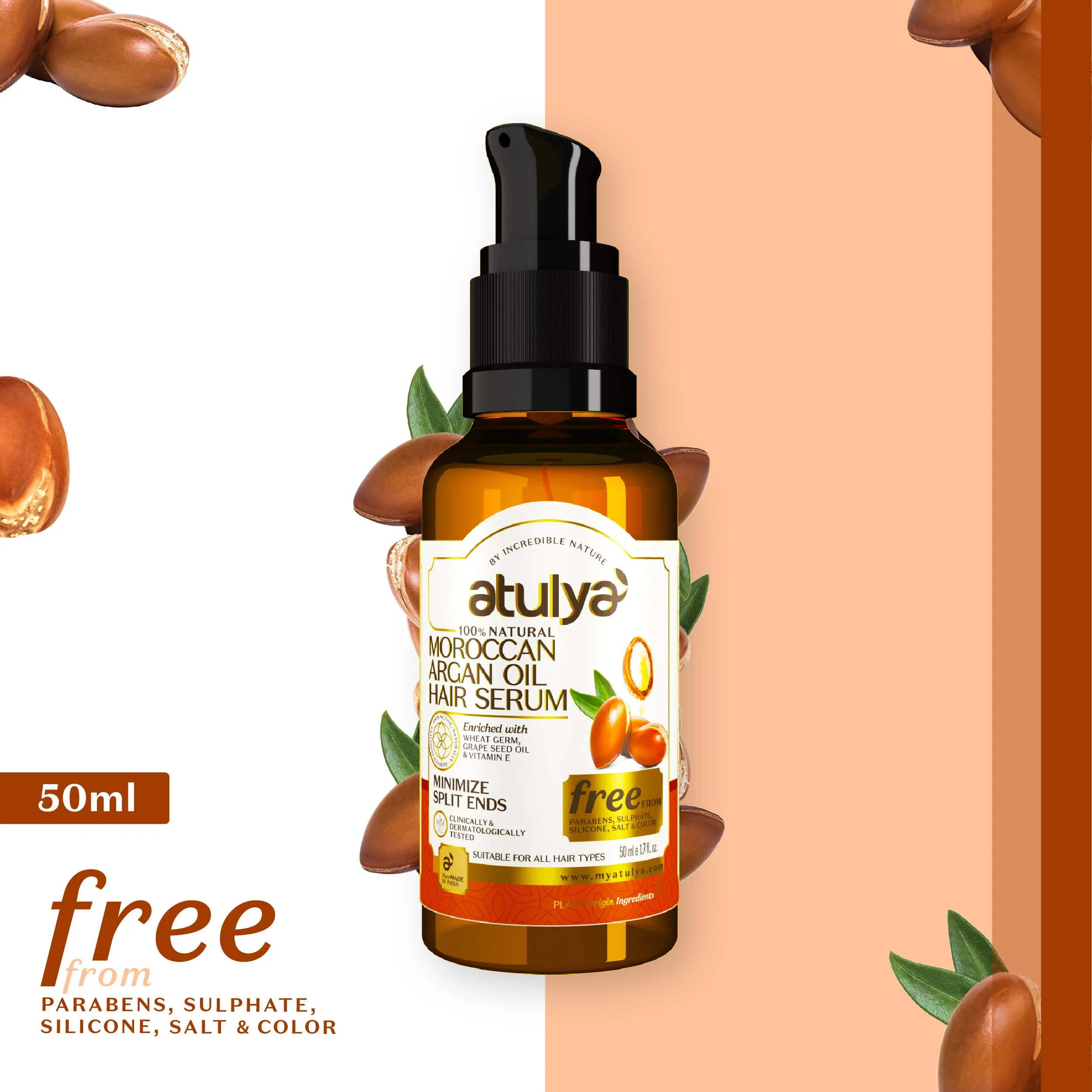 atulya Moroccan Argan Oil Hair Serum - 50ml (Buy 3 Products & Get Rs.300 Off)